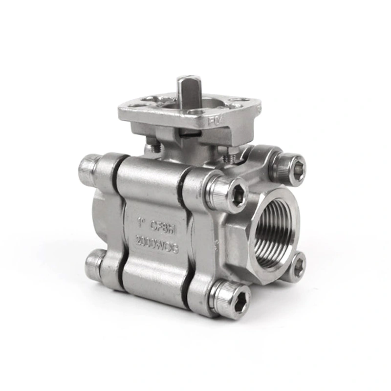 3PC Ball Valve 2000WOG dengan ISO 5211 Base untuk Actuator